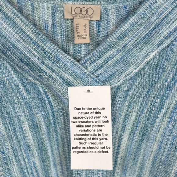 NWT LOGO by Lori Goldstein Dolman Sleeve V-Neck Sweater Azure Blue Size L - Picture 8 of 9